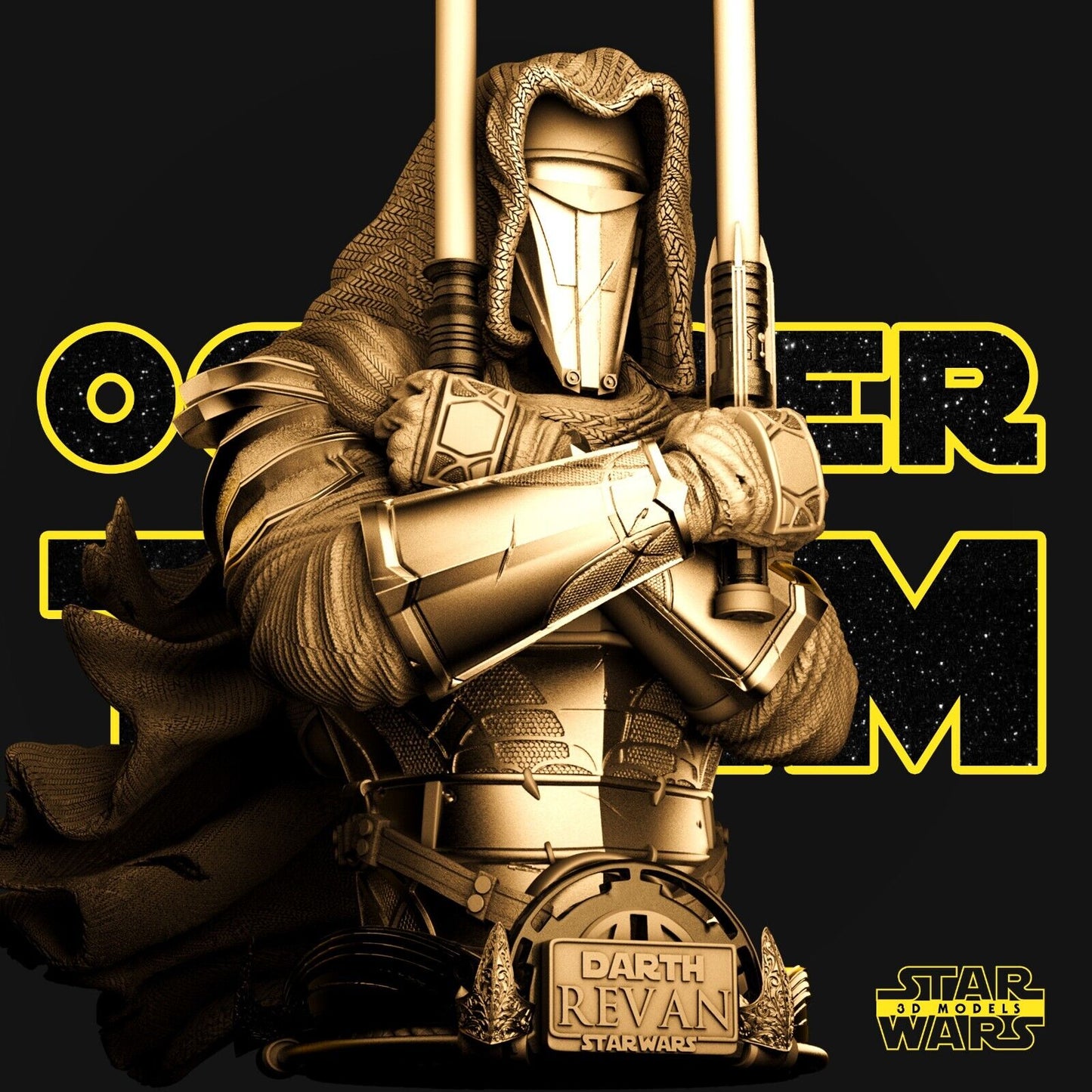 Darth Revan Star Wars themed 3D Bust Sculpture by SW3D