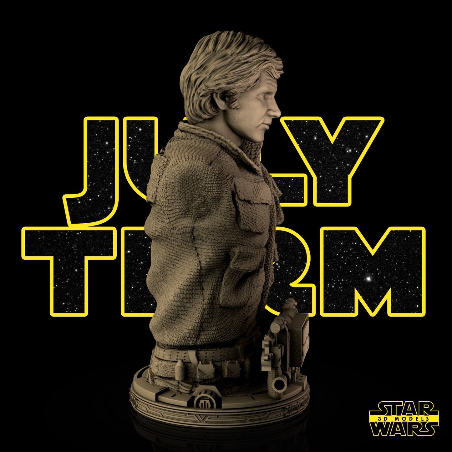 Han Solo Star Wars themed 3D Bust Sculpture by SW3D
