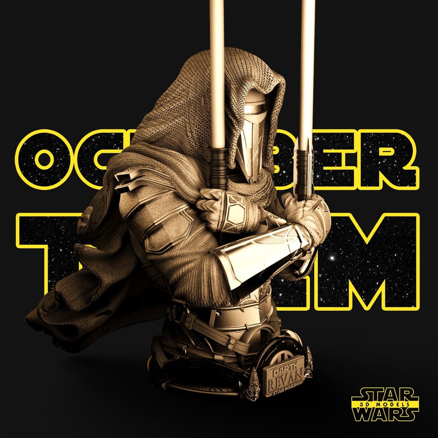 Darth Revan Star Wars themed 3D Bust Sculpture by SW3D