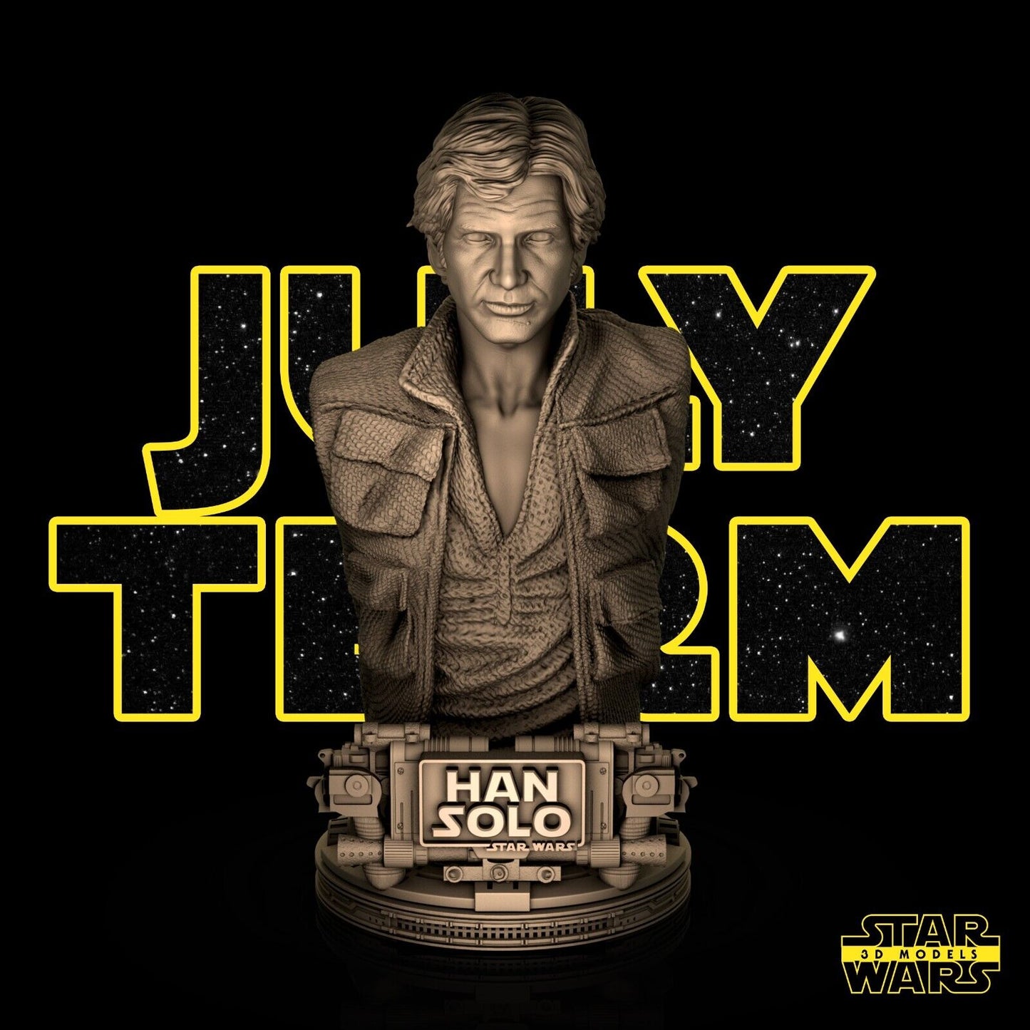 Han Solo Star Wars themed 3D Bust Sculpture by SW3D