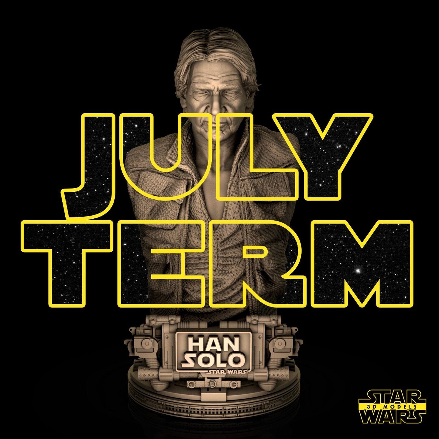 Han Solo Star Wars themed 3D Bust Sculpture by SW3D