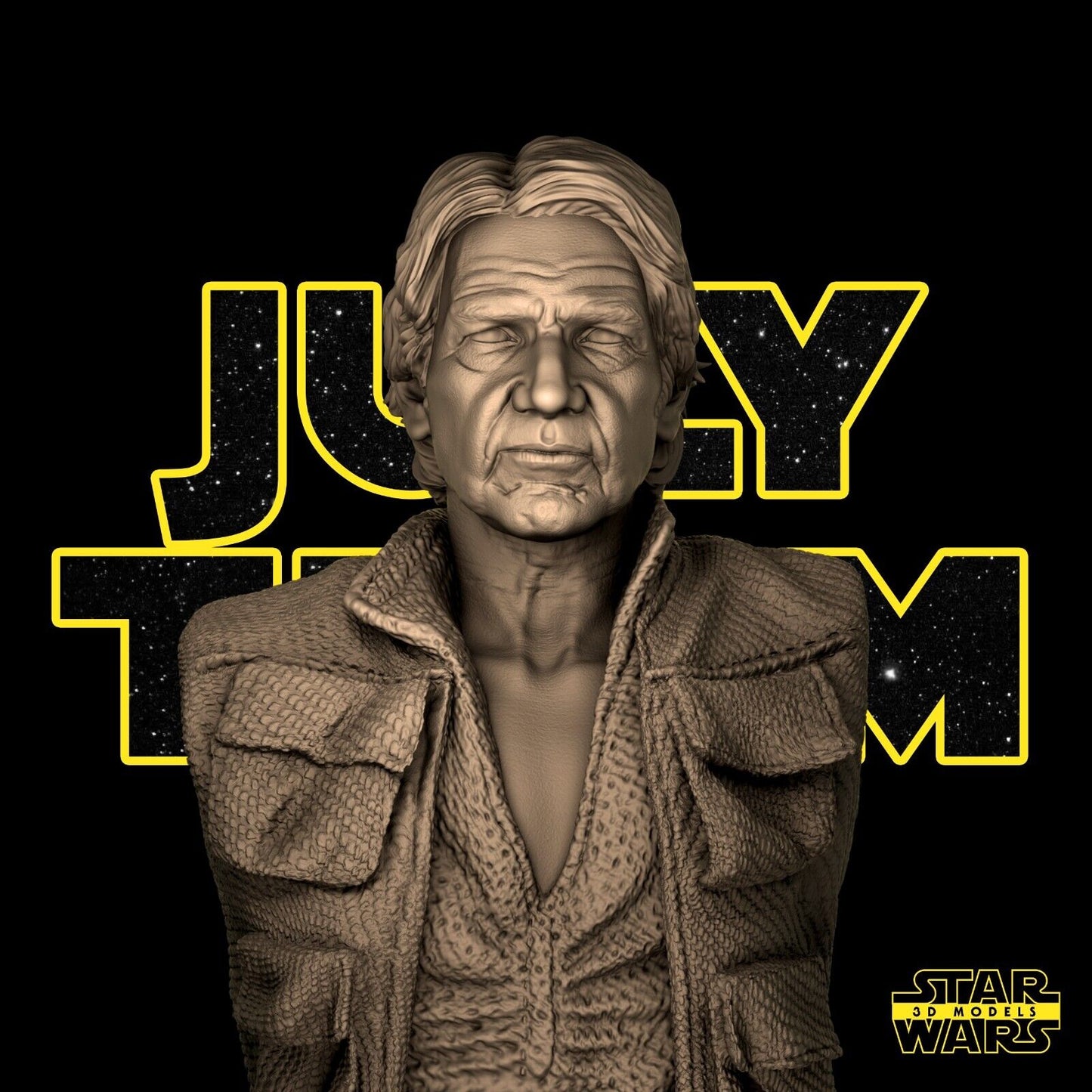 Han Solo Star Wars themed 3D Bust Sculpture by SW3D