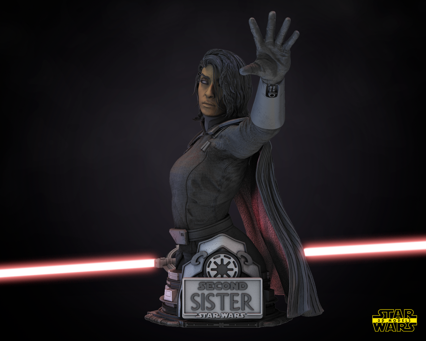 Second Sister Star Wars themed 3D Bust Sculpture by SW3D