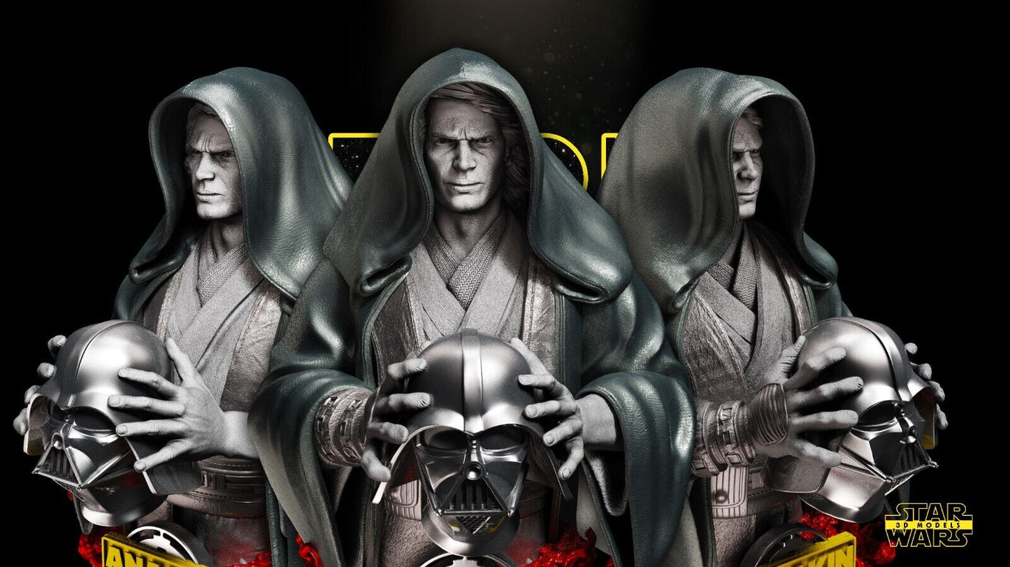 Anakin w/Vader Mask Star Wars themed 3D Bust Sculpture by SW3D