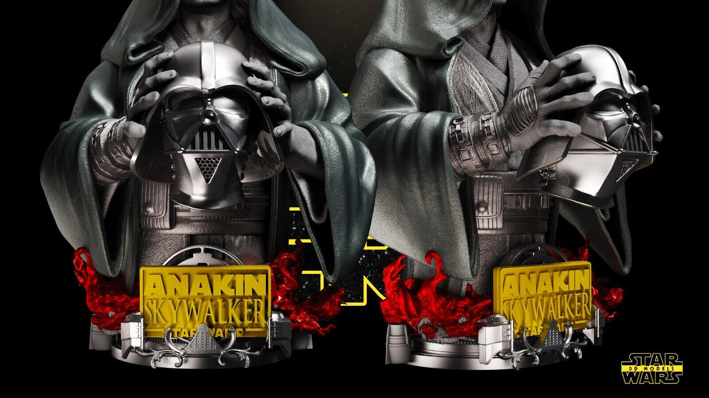 Anakin w/Vader Mask Star Wars themed 3D Bust Sculpture by SW3D