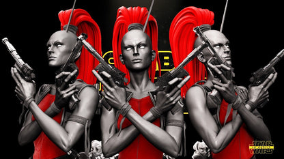 Aurra Sing Star Wars themed 3D Bust Sculpture by SW3D