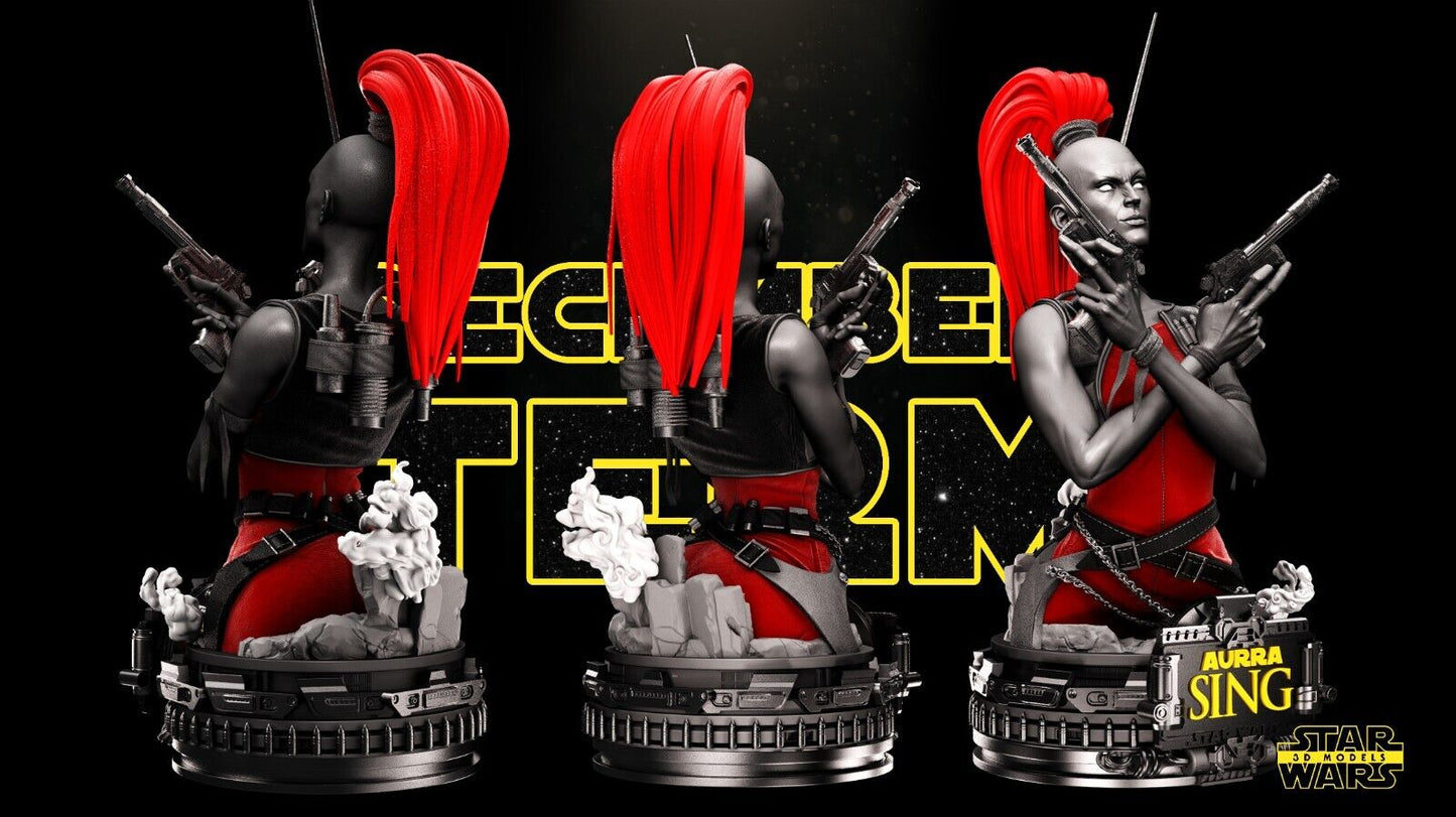 Aurra Sing Star Wars themed 3D Bust Sculpture by SW3D