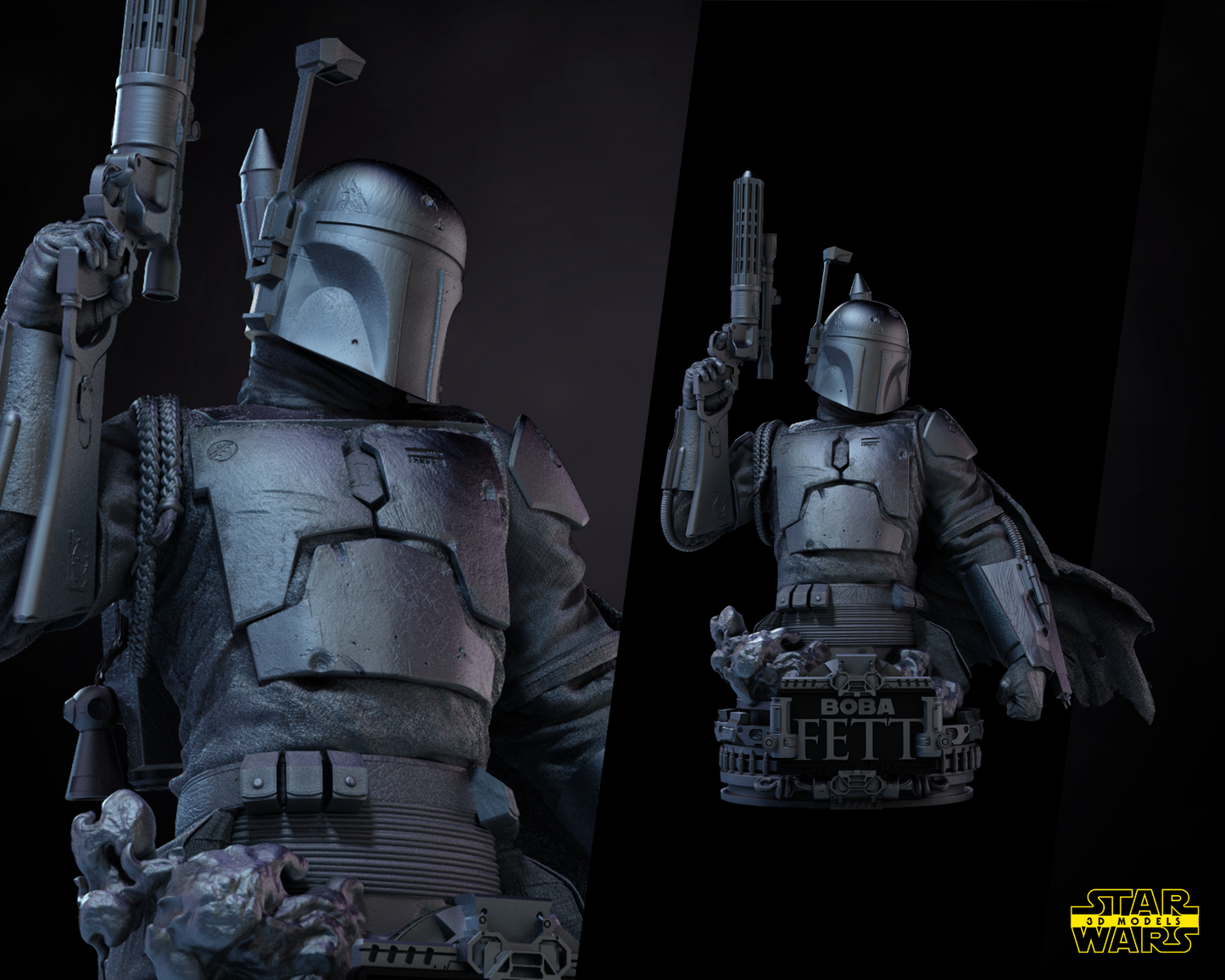 Boba Fett Star Wars themed 3D Bust Sculpture by SW3D