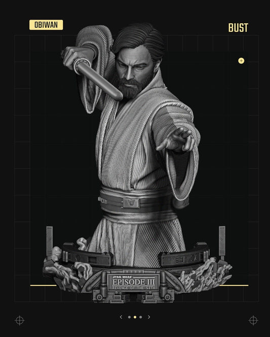 Obi wan Kenobi Star Wars themed 3D Bust Sculpture by SW3D
