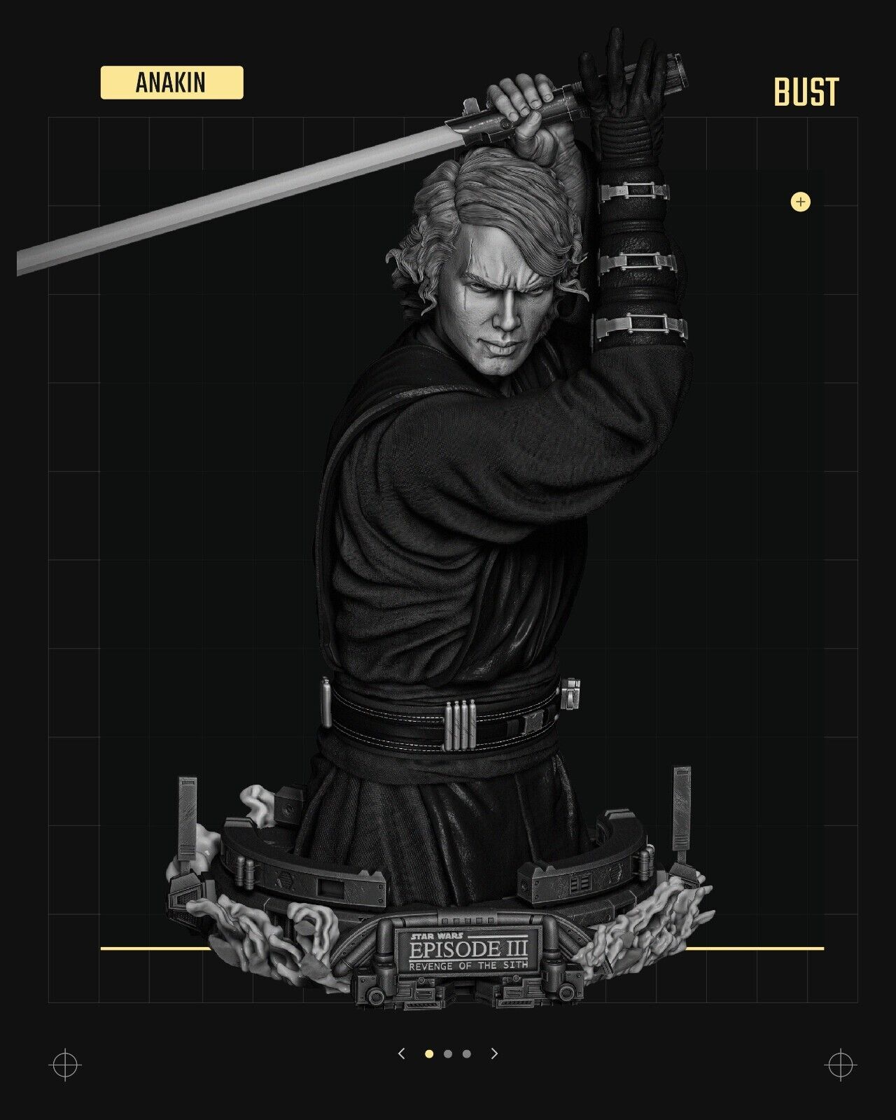 Anakin Skywalker Star Wars themed 3D Bust Sculpture by SW3D