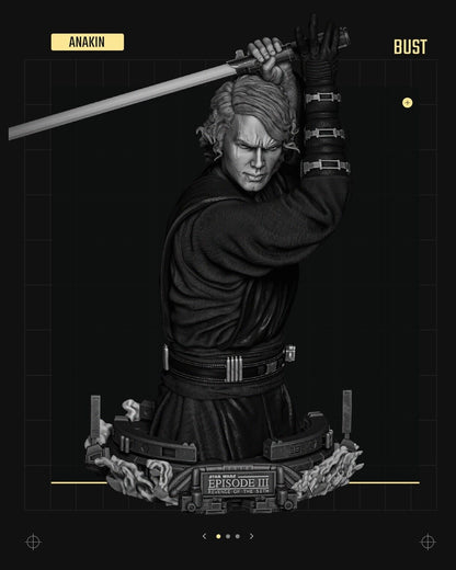 Anakin Skywalker Star Wars themed 3D Bust Sculpture by SW3D