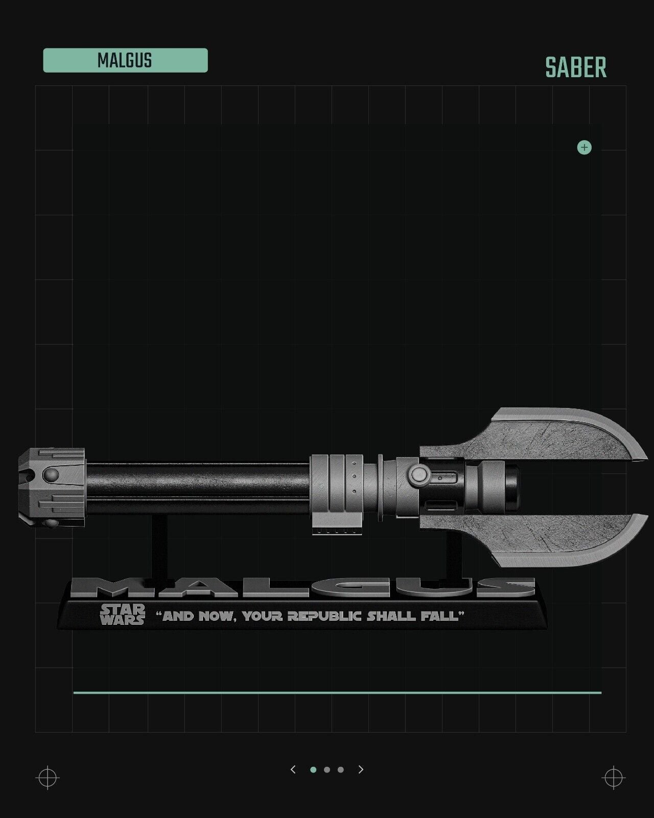Darth Malgus Lightsaber Star Wars themed 3D Sculpture by SW3D