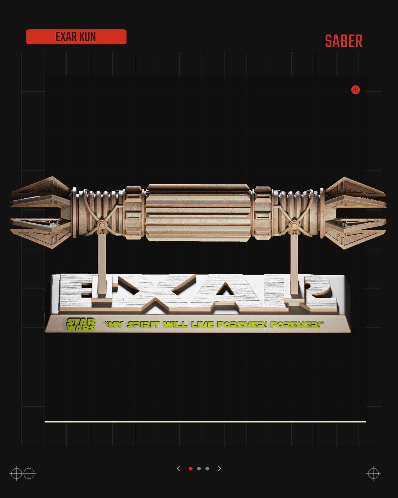 Exar Kun Lightsaber Star Wars themed 3D Sculpture by SW3D