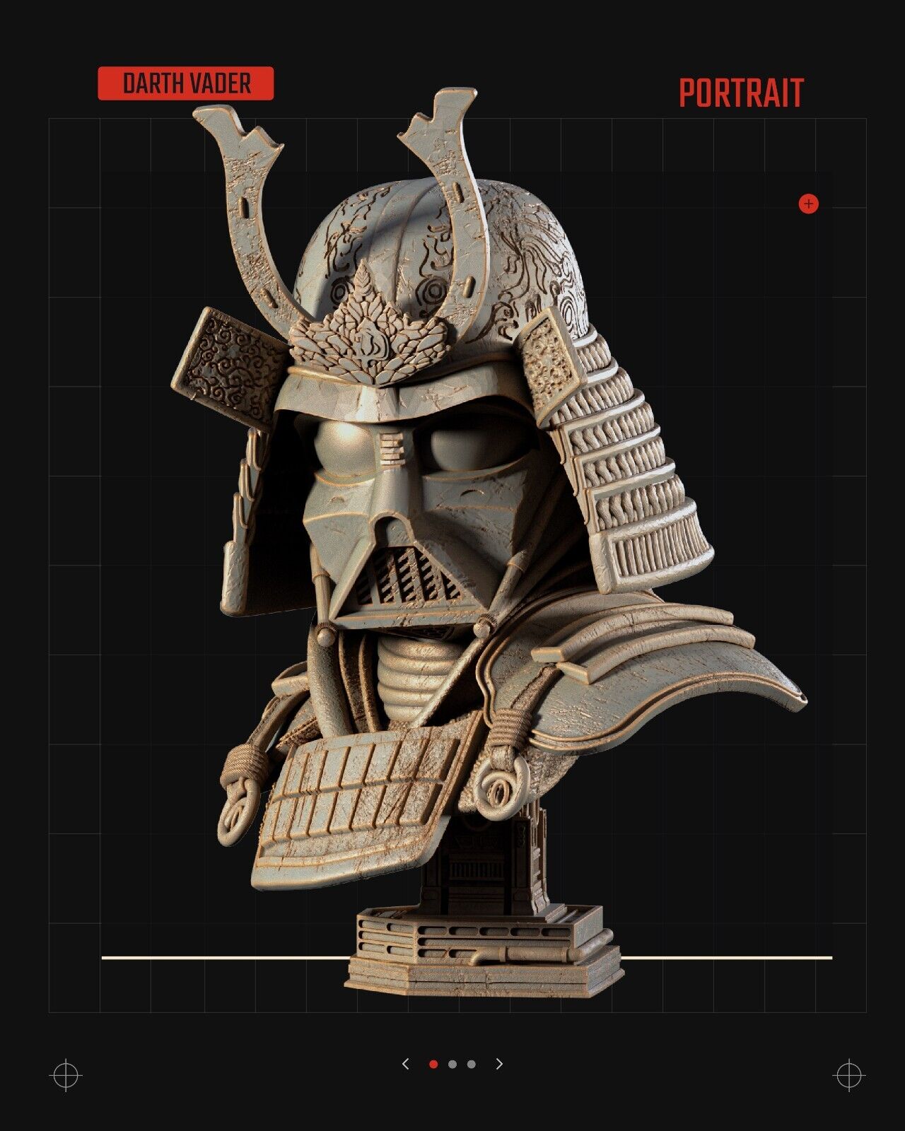 Darth Vader Samurai Star Wars themed 3D Bust Sculpture by SW3D