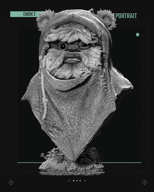 Ewok Star Wars themed 3D Bust Sculpture by SW3D