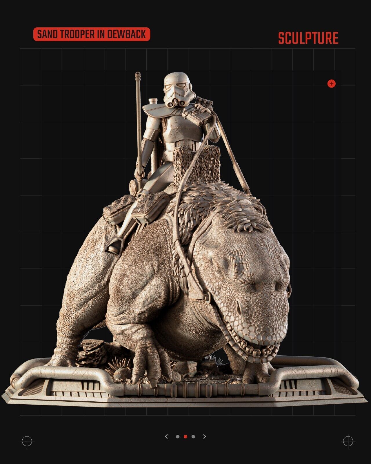 Sand Trooper on Dewback Star Wars themed 3D Figure / Diorama / Sculpture by SW3D