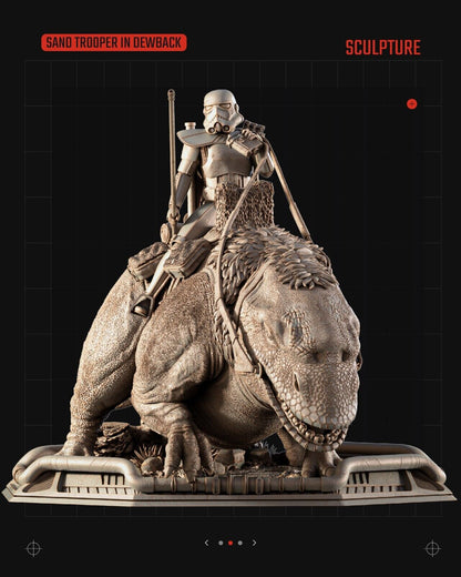 Sand Trooper on Dewback Star Wars themed 3D Figure / Diorama / Sculpture by SW3D