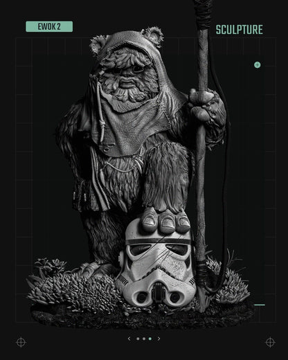 3 x Ewok Star Wars themed 3D Figure / Diorama / Sculpture by SW3D
