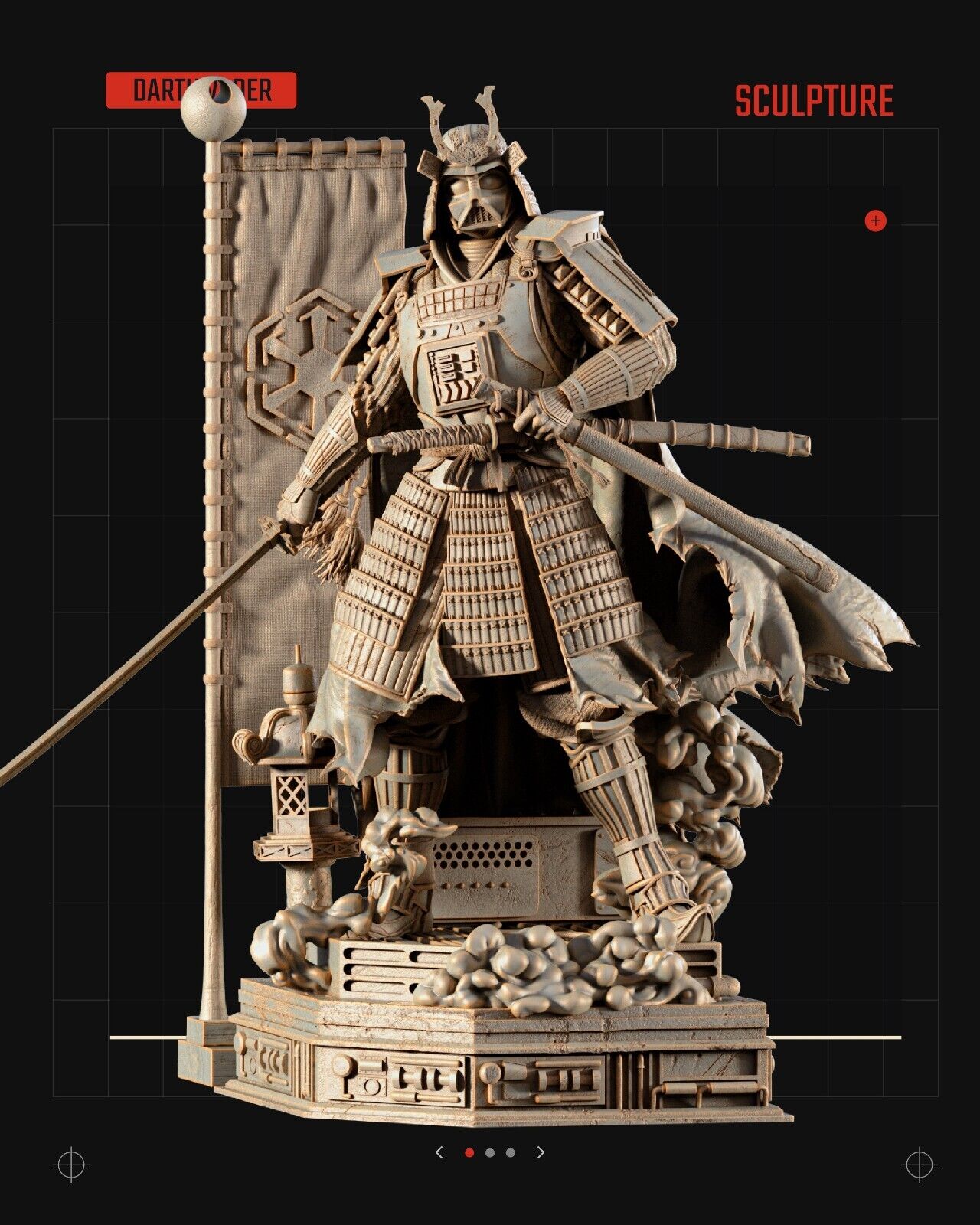 Darth Vader Samurai Star Wars themed 3D Figure / Diorama / Sculpture by SW3D