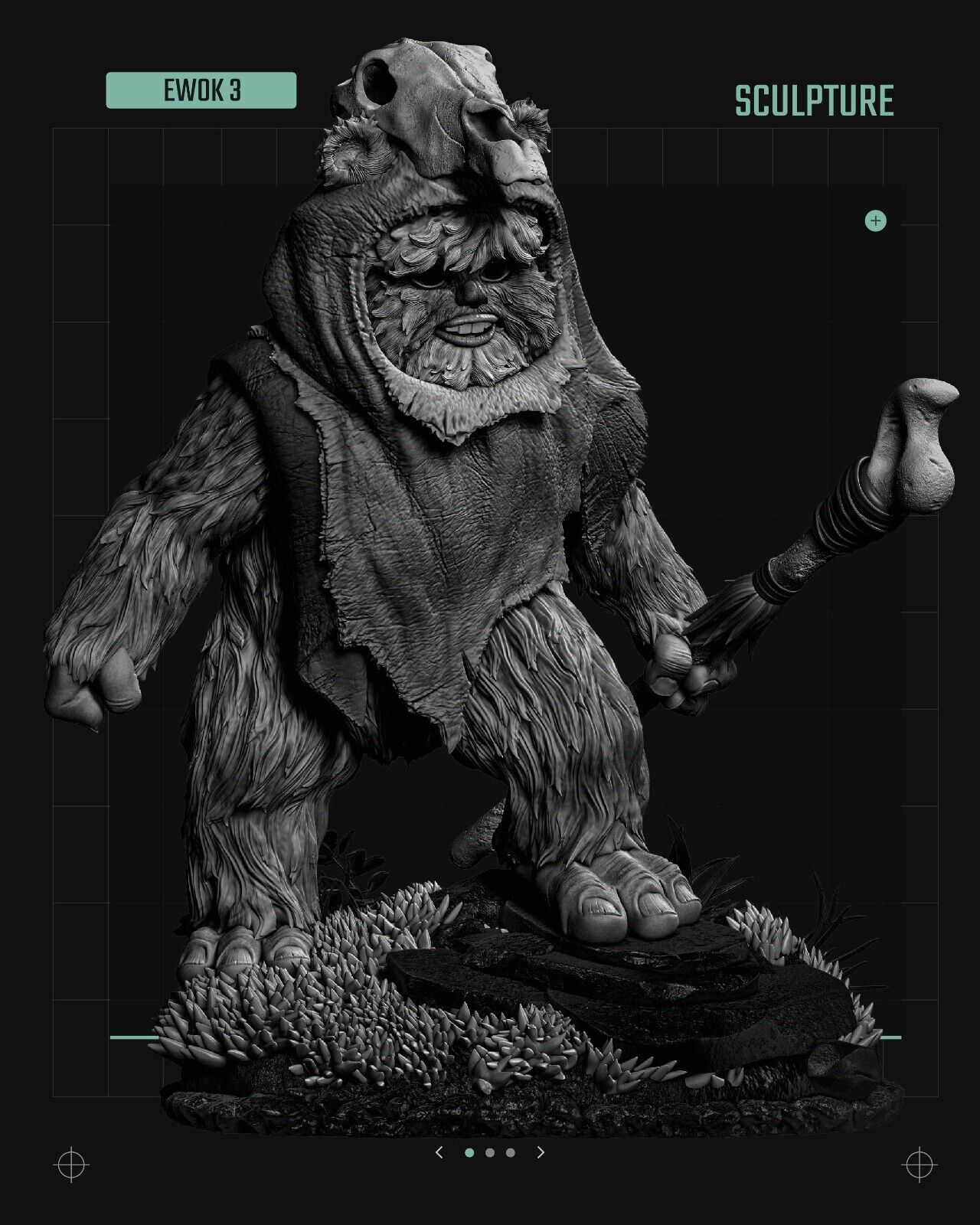 3 x Ewok Star Wars themed 3D Figure / Diorama / Sculpture by SW3D