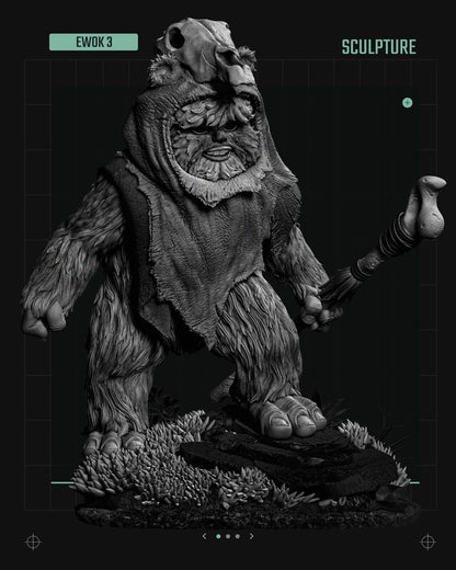3 x Ewok Star Wars themed 3D Figure / Diorama / Sculpture by SW3D