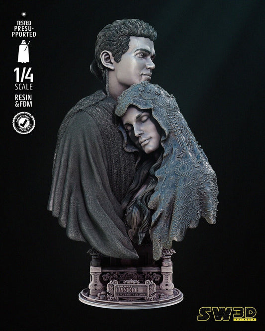 Ep2 Anakin & Padme Bust Star Wars themed 3D Figure / / Sculpture by SW3D