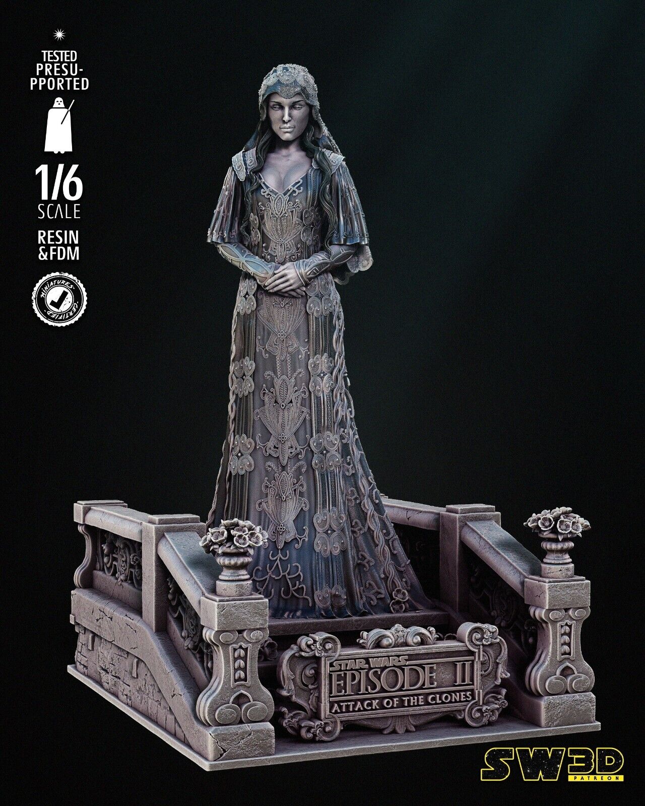 Ep2 Padme Star Wars themed 3D Figure / Diorama / Sculpture by SW3D