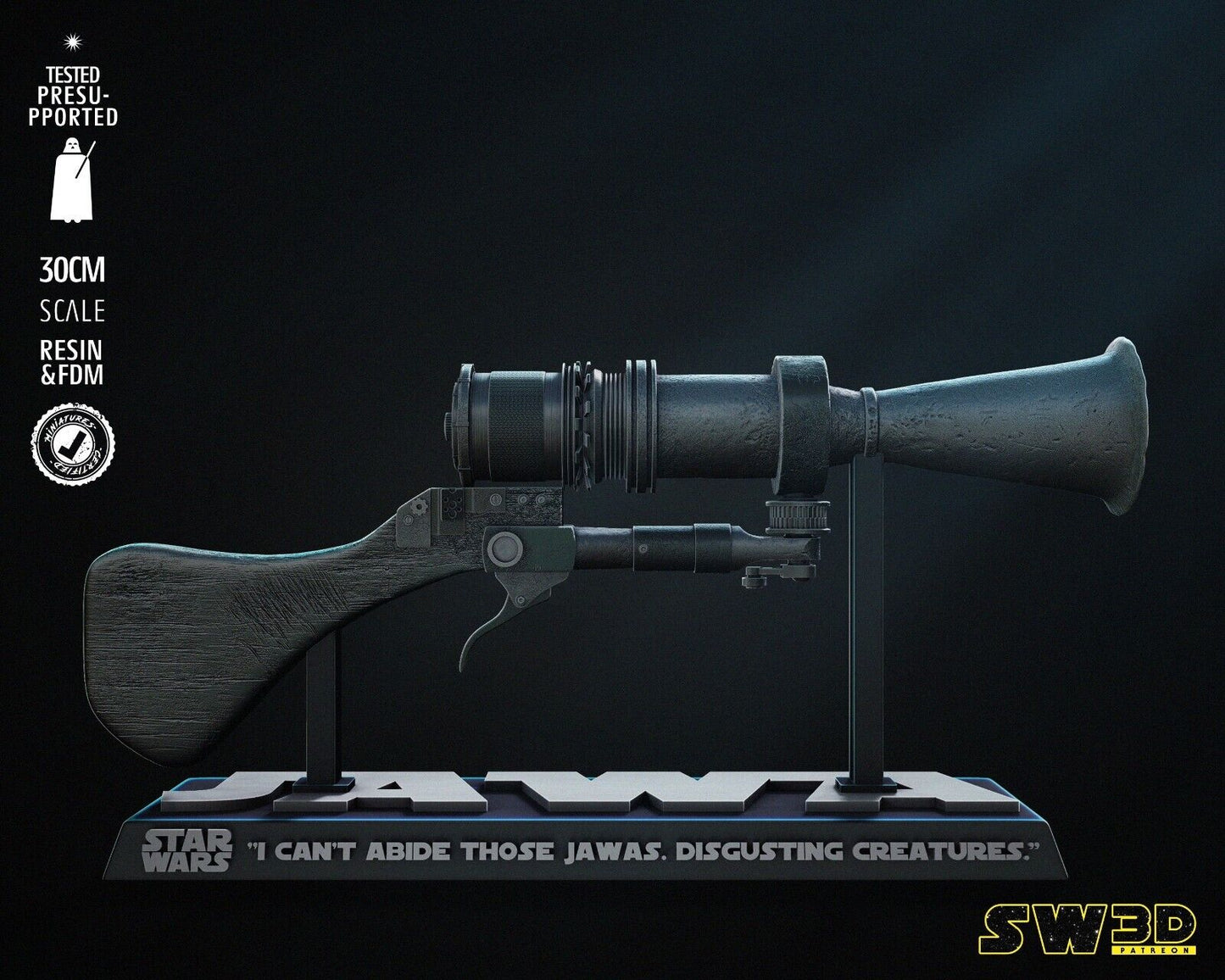 Jawa gun Blaster Star Wars themed 3D Sculpture by SW3D