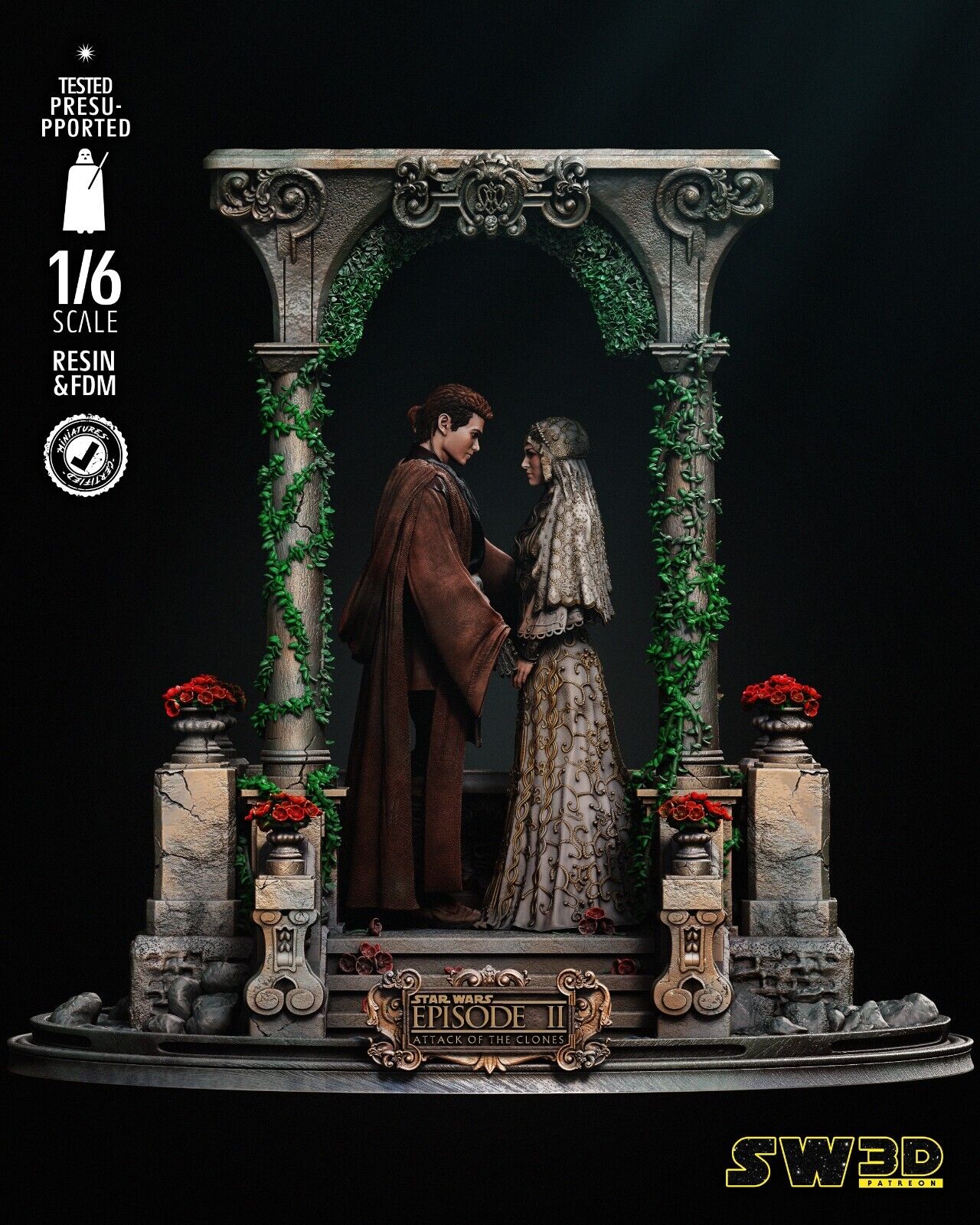 Ep2 (AOTC) Anakin & Padme  Star Wars themed 3D Figure / Diorama / Sculpture SW3D