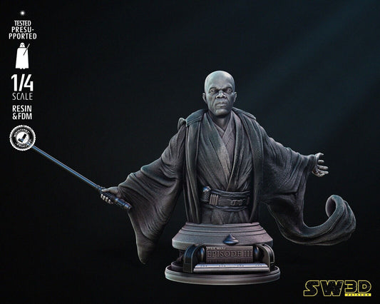 Mace Windu (Ep3) Star Wars themed 3D Bust / Figure / Sculpture by SW3D