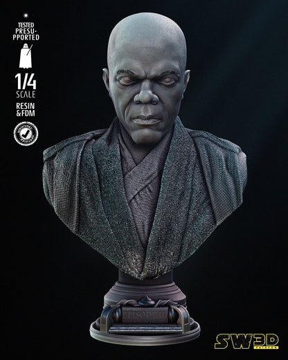 Mace Windu (Ep3) portrait Star Wars themed 3D Bust / Sculpture by SW3D