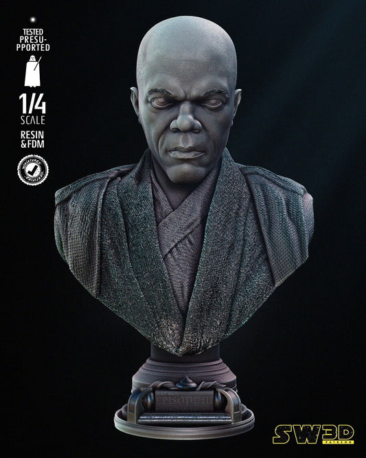 Mace Windu (Ep3) portrait Star Wars themed 3D Bust / Sculpture by SW3D