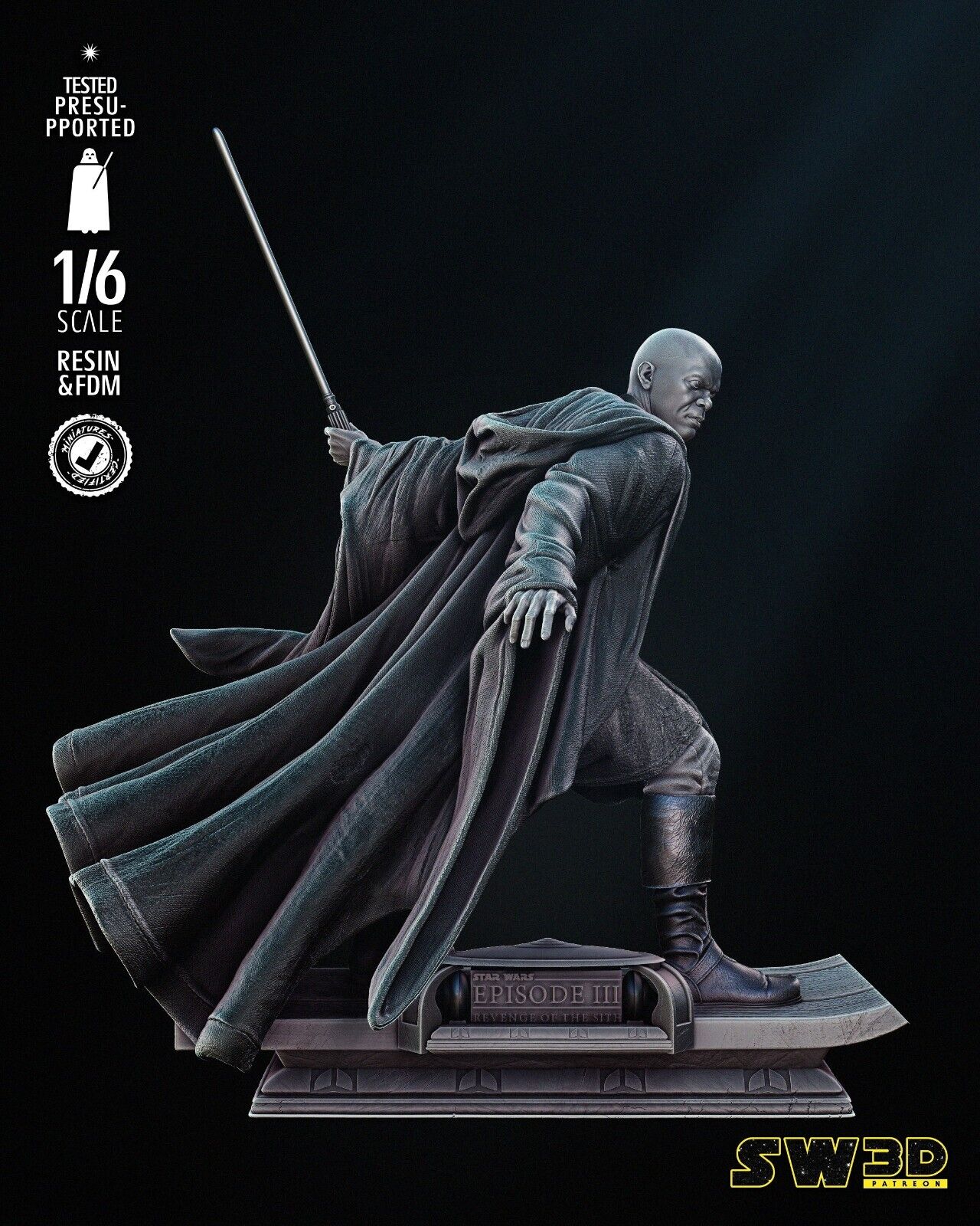 Mace Windu Star Wars themed 3D Figure / Diorama / Sculpture by SW3D