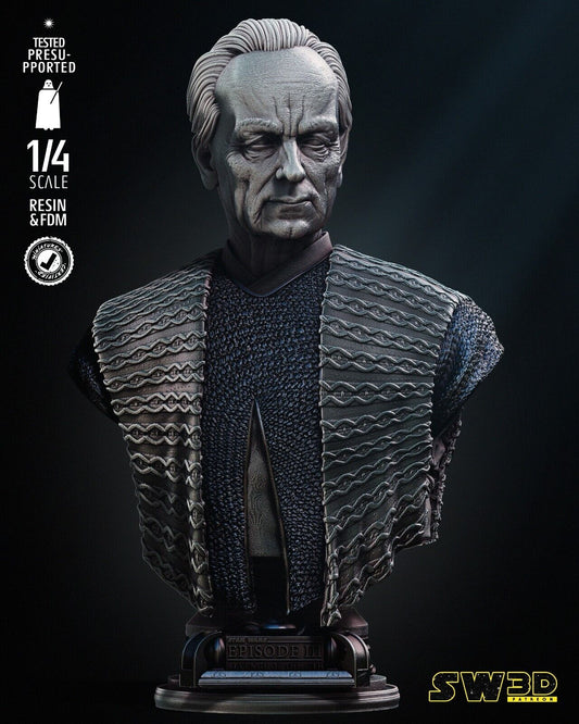 Emperor Palpatine (Ep3) portrait Star Wars themed 3D Bust / Sculpture by SW3D