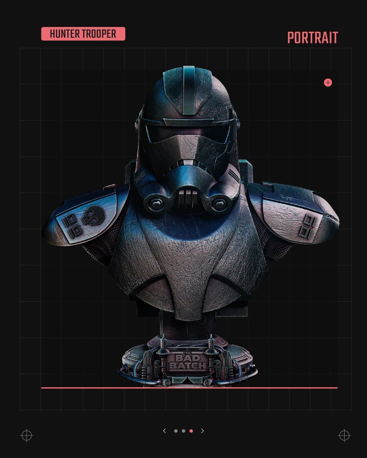 Bad Batch Hunter Trooper Portrait Star Wars themed 3D Bust / Sculpture by SW3D