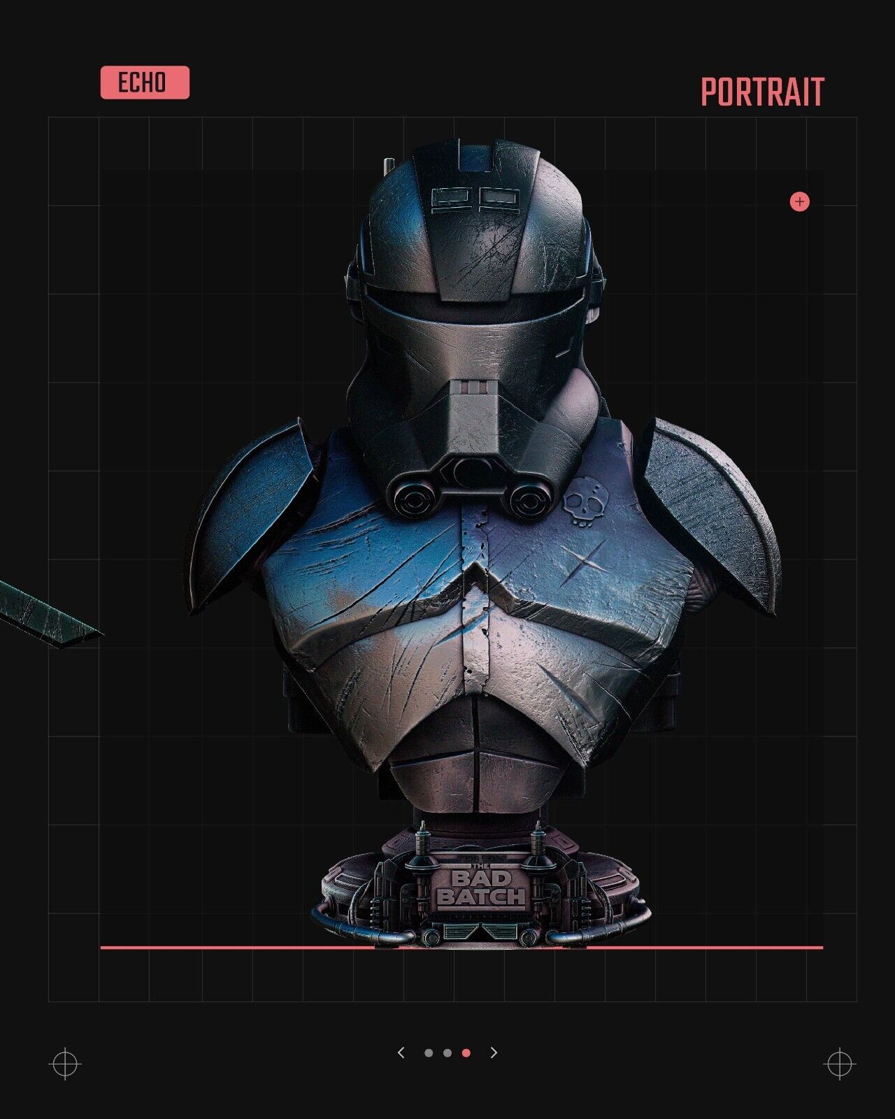 Bad Batch Echo Portrait Star Wars themed 3D Bust / Sculpture by SW3D