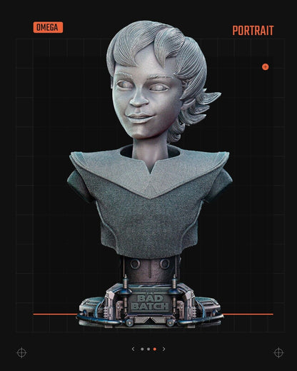 Bad Batch Omega portrait Star Wars themed 3D Bust / Figure / Sculpture by SW3D