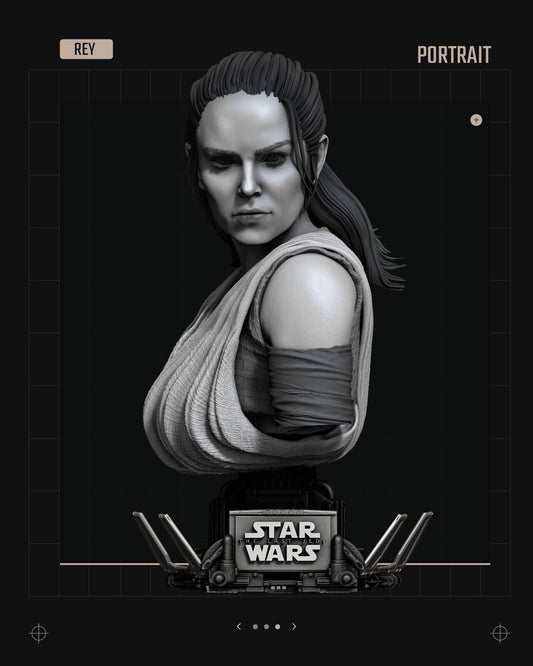 Rey portrait Star Wars themed 3D Figure / Bust / Sculpture by SW3D