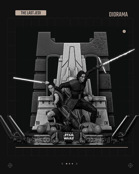 The Last Jedi Rey & Kylo Renn Star Wars themed 3D Diorama / Sculpture by SW3D