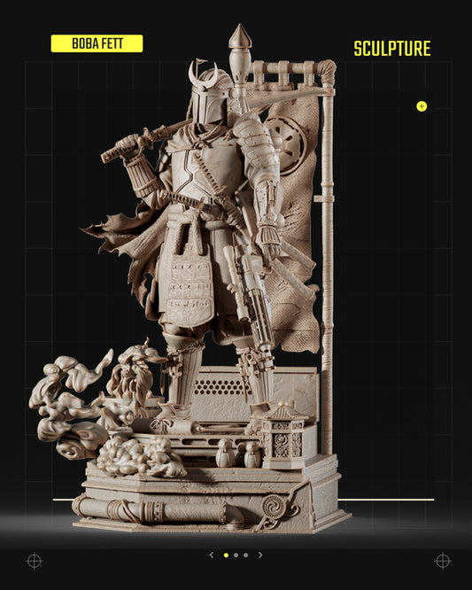 Boba Fett Samurai Sculpture Star Wars themed 3D Figure / Diorama by SW3D