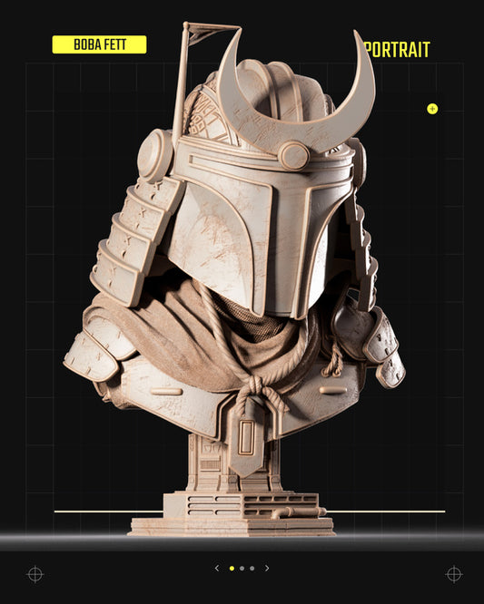 Boba Fett Samurai Portrait Bust Star Wars themed 3D figure by SW3D