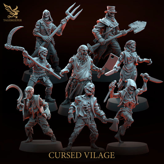 8 x Cursed Village Zombies D&D, Grimdark , OPR , Sci-Fi, Fantasy wargames TalesKeeper