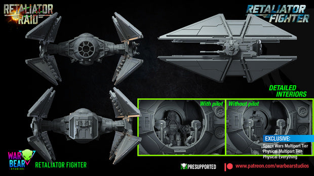 Tie Retaliator (Avenger) with optional landing platform Star Wars RPG Legion Shatterpoint compatible - War Bear