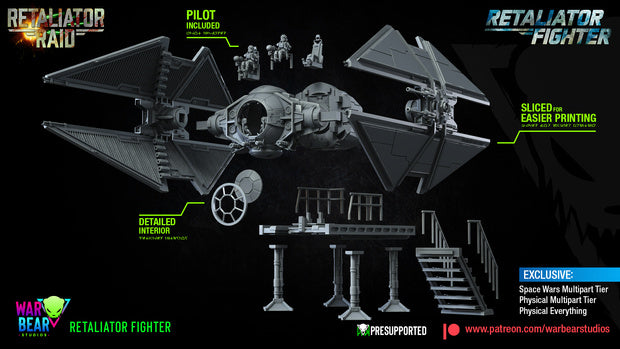 Tie Retaliator (Avenger) with optional landing platform Star Wars RPG Legion Shatterpoint compatible - War Bear