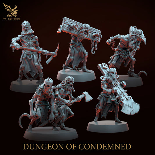 5 x Undead zombie Prisoners D&D, Grimdark , OPR , Sci-Fi, Fantasy compatible TalesKeeper