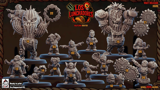Halfling / Gnome 'Los Lunchadores' Fantasy Football Team  + Support staff + Star Players