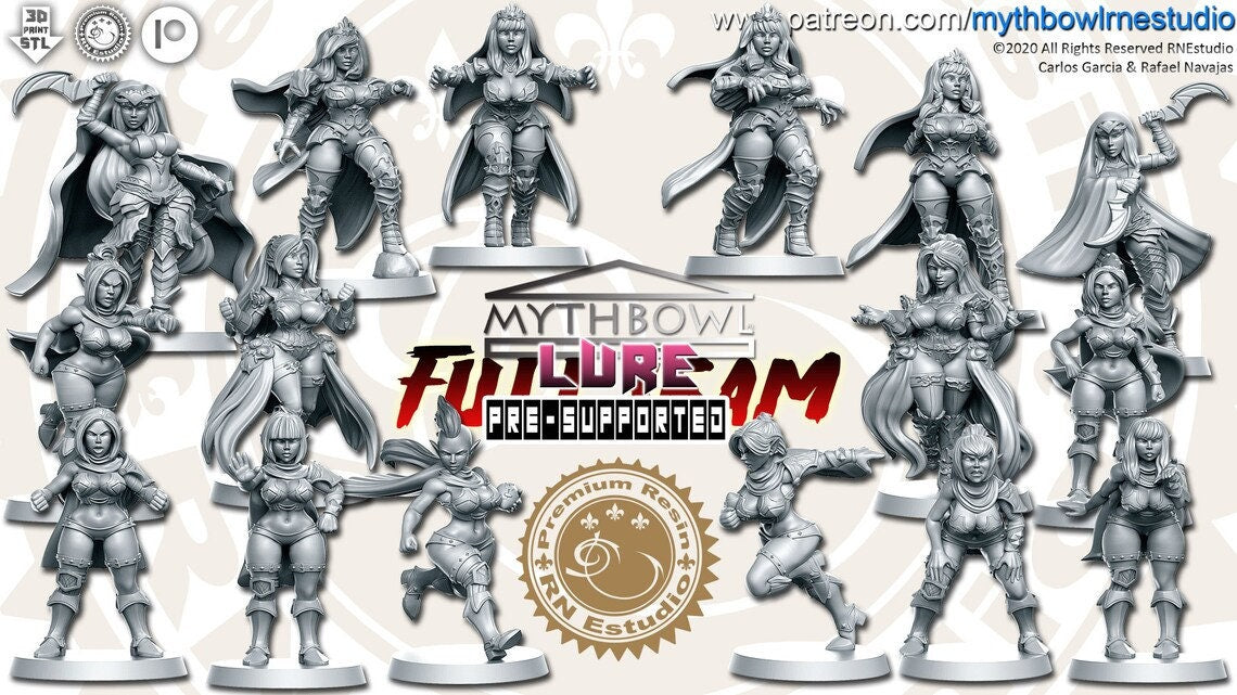 Female Dark Elves Fantasy Football Team  - RN Studios Mythbowl Lure