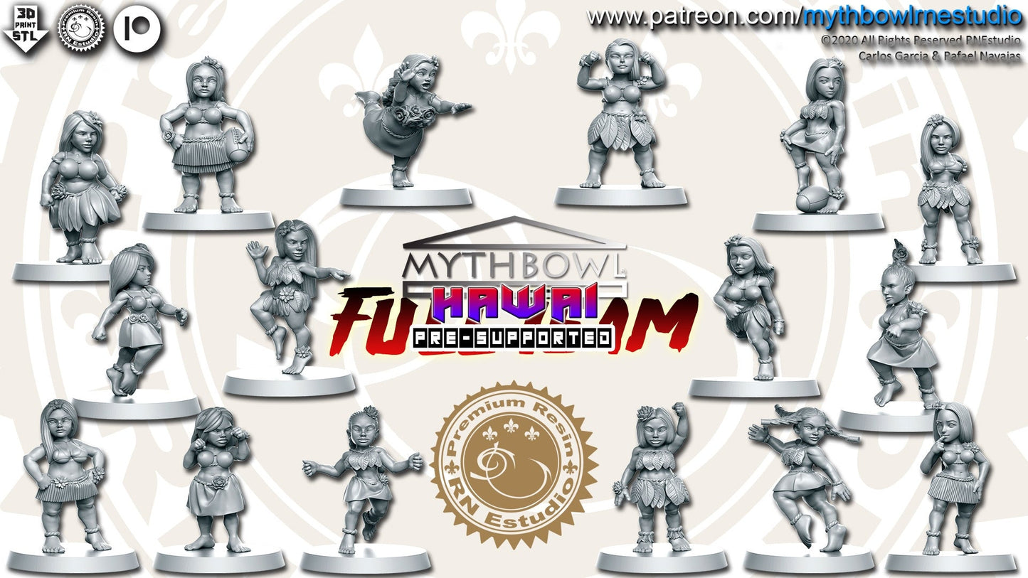 Female Halfling Hawai Fantasy Football Team  - RN Studios Mythbowl
