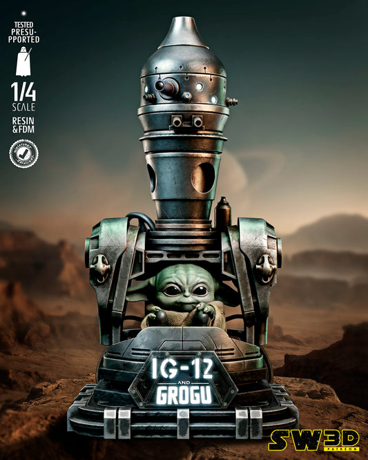 IG12 With Grogu Portrait Bust Star Wars themed 3D Bust / Sculpture by SW3D