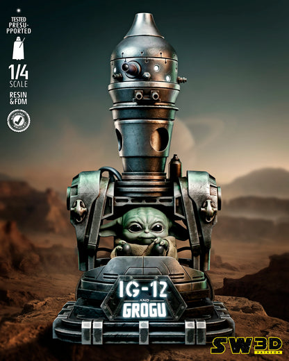 IG12 With Grogu Portrait Bust Star Wars themed 3D Bust / Sculpture by SW3D